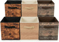 6 Wood Grain Fabric Storage Cubes