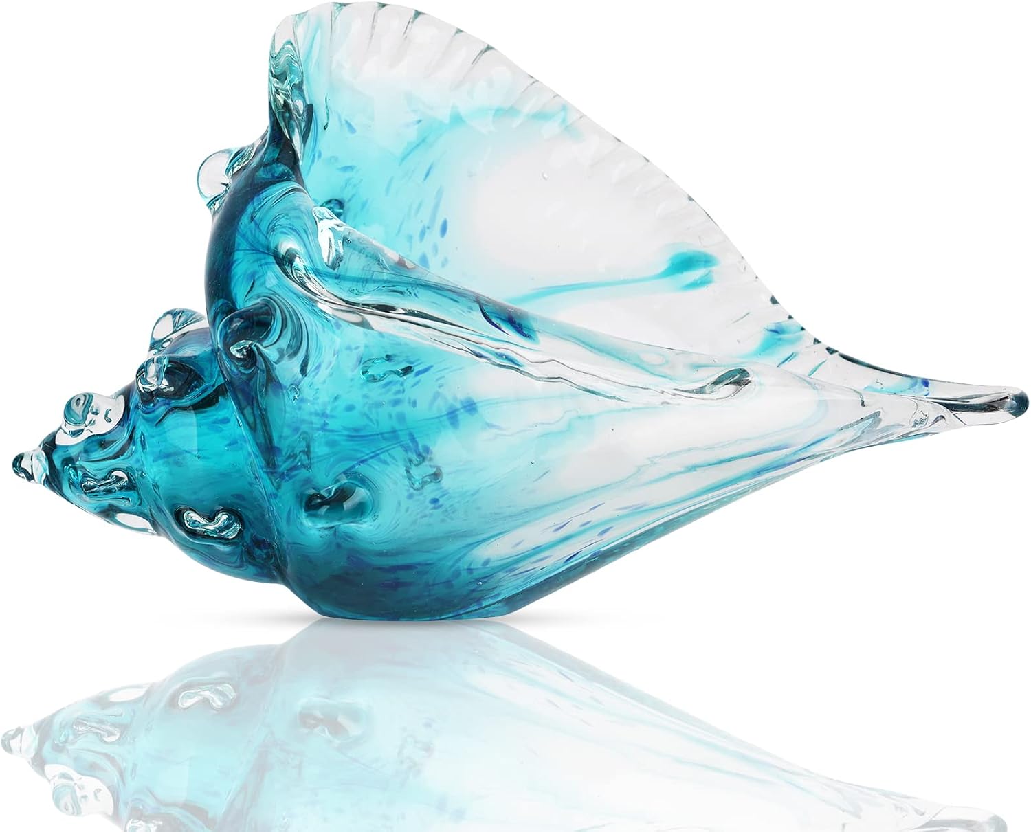 Green Hand Blown Glass Conch Decor