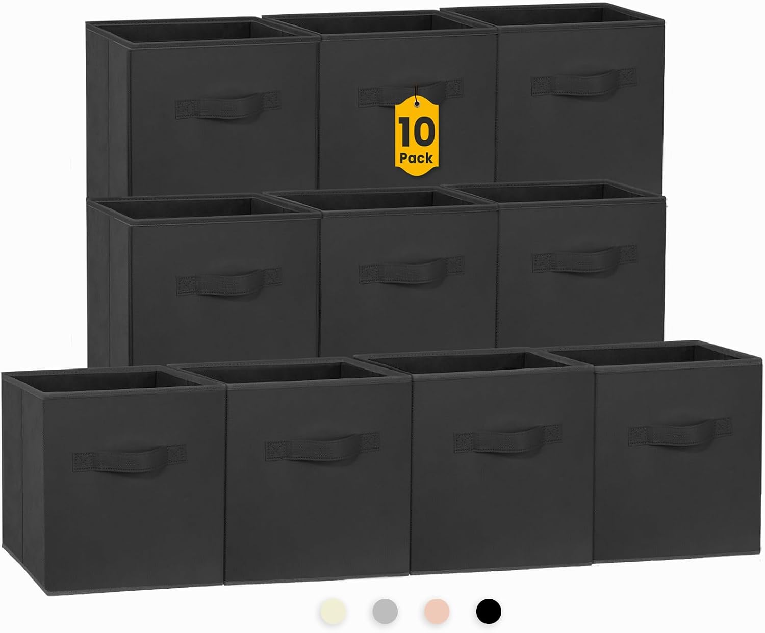 10 Black Fabric Storage Cubes