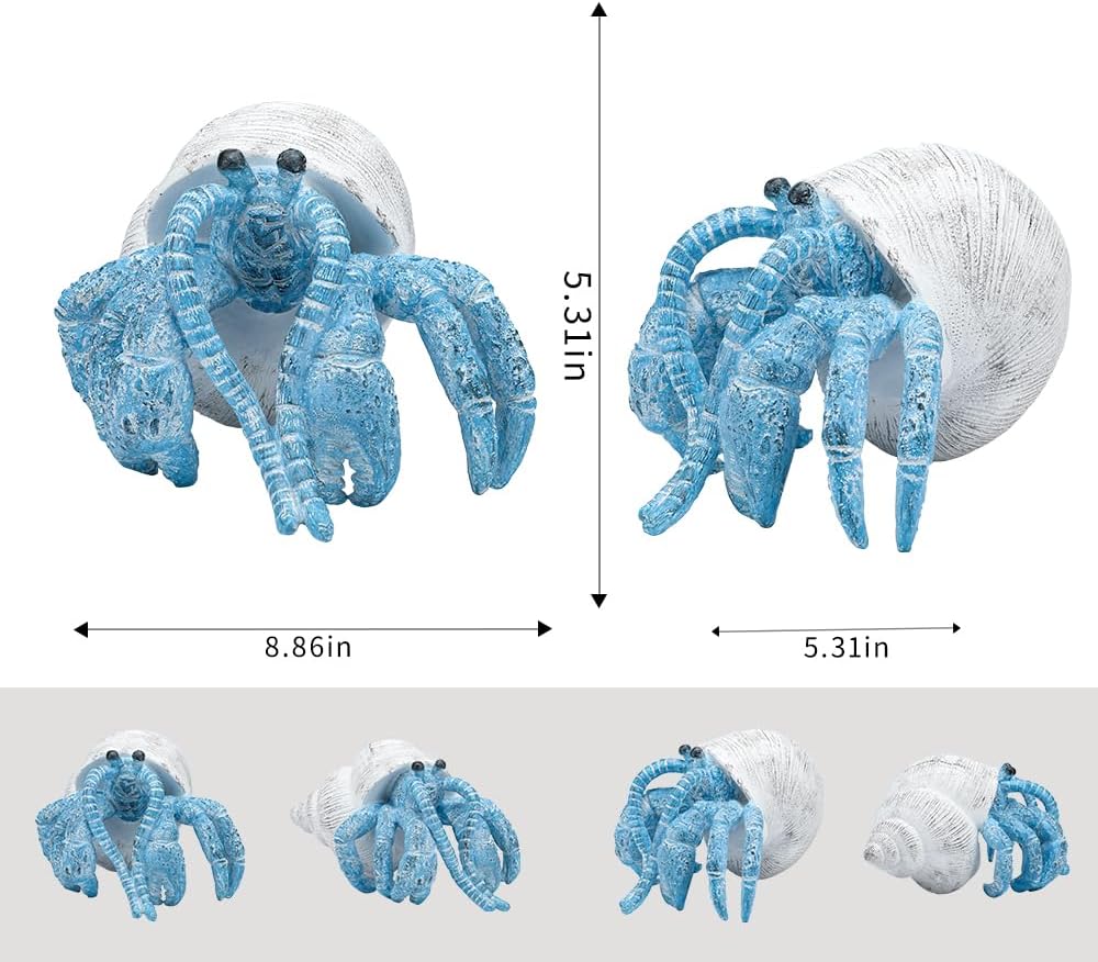 Blue Hermit Crab Coral Reef Resin Coastal Figurine