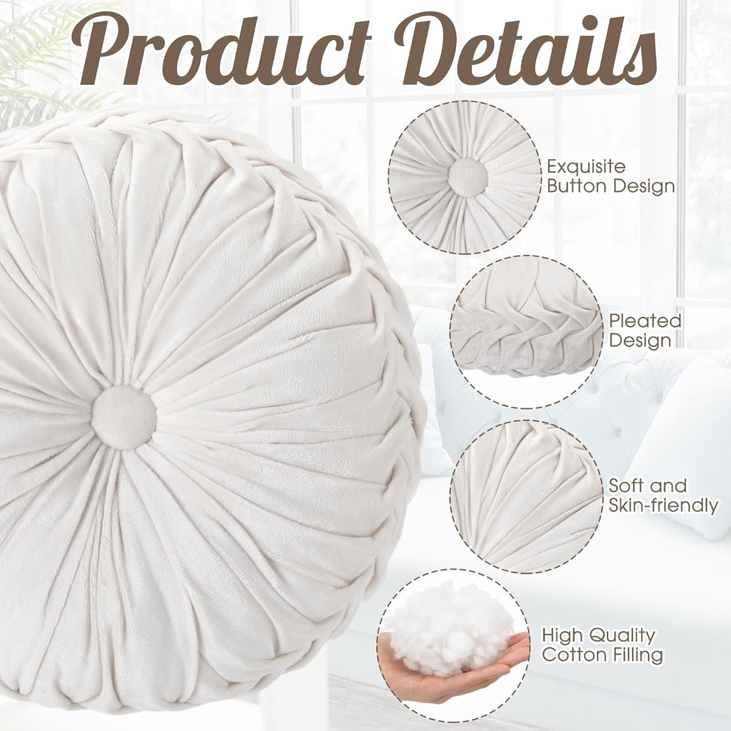 Ivory Velvet Pumpkin Pillows 4 Pack