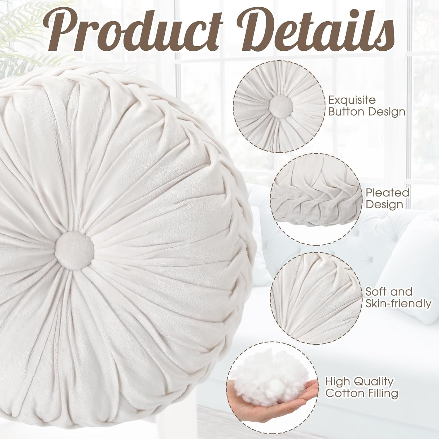 Ivory Velvet Pumpkin Pillows 4 Pack