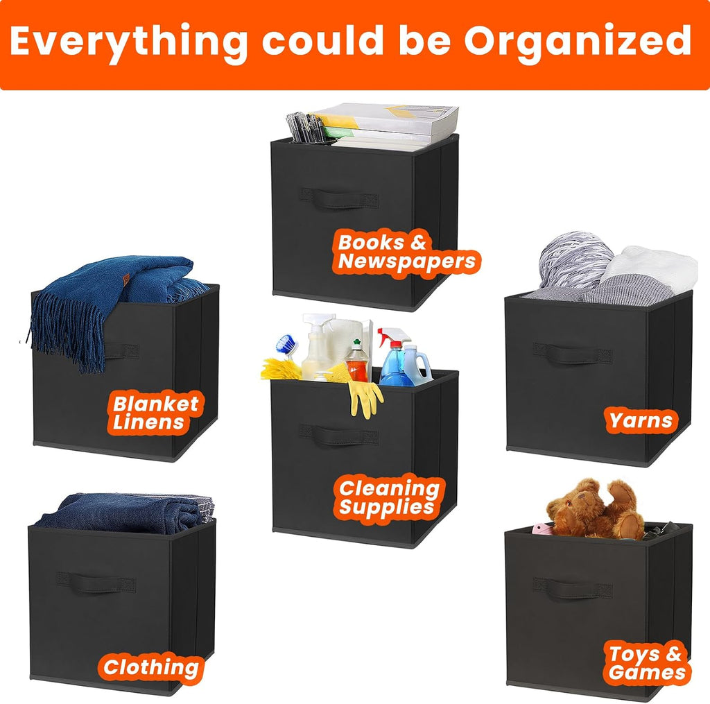 10 Black Fabric Storage Cubes