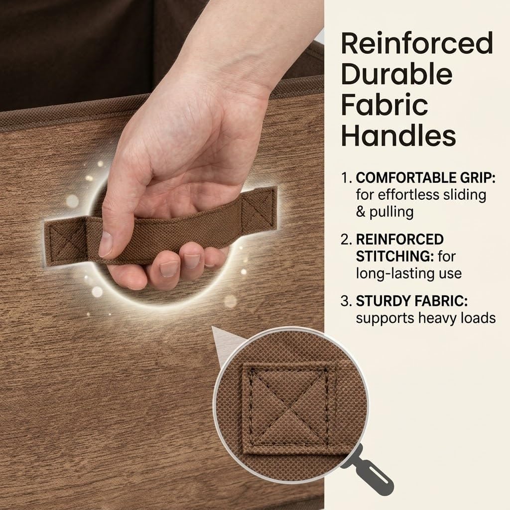6 Wood Grain Fabric Storage Cubes