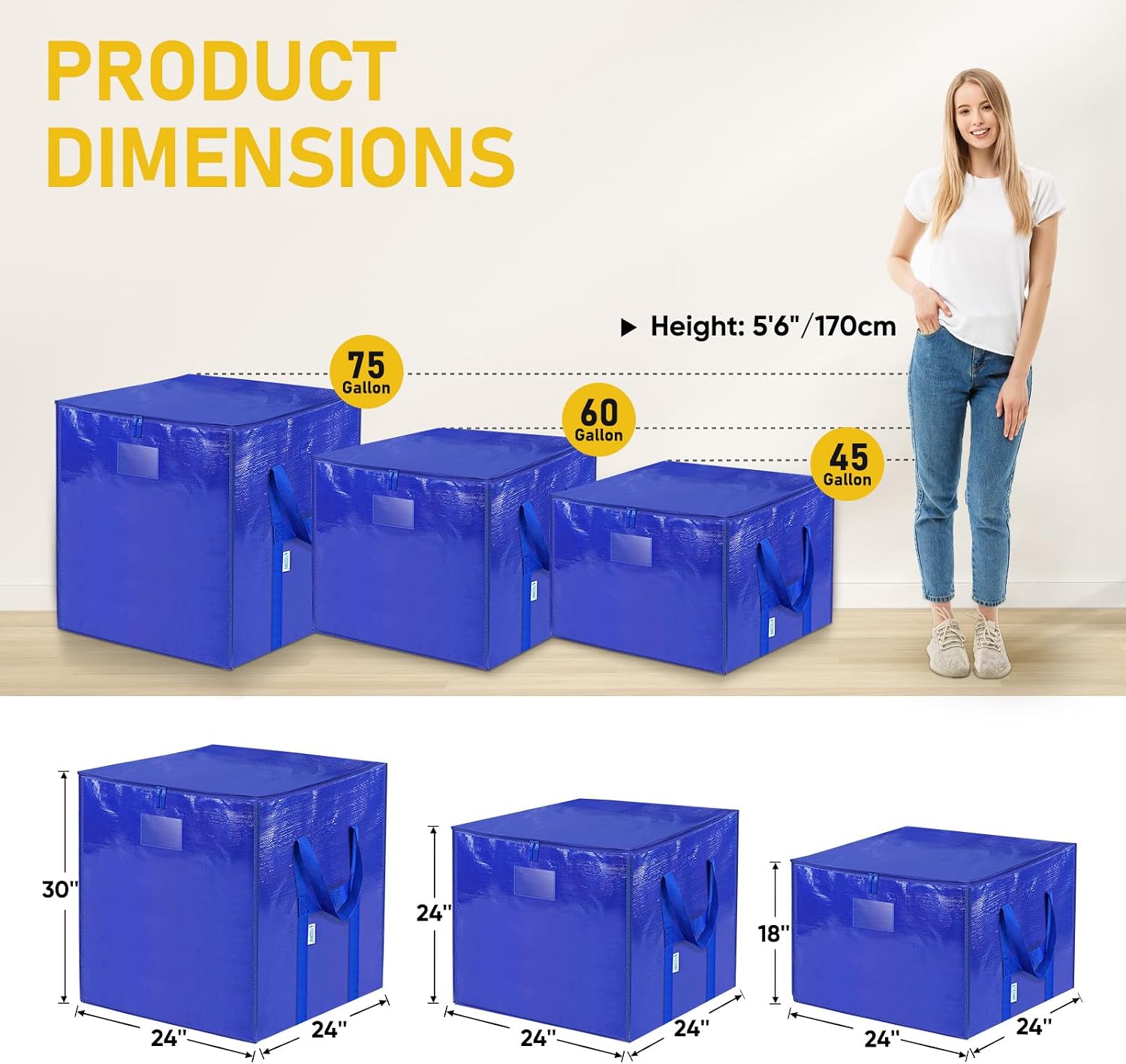2 Large Zipper Storage Moving Bags