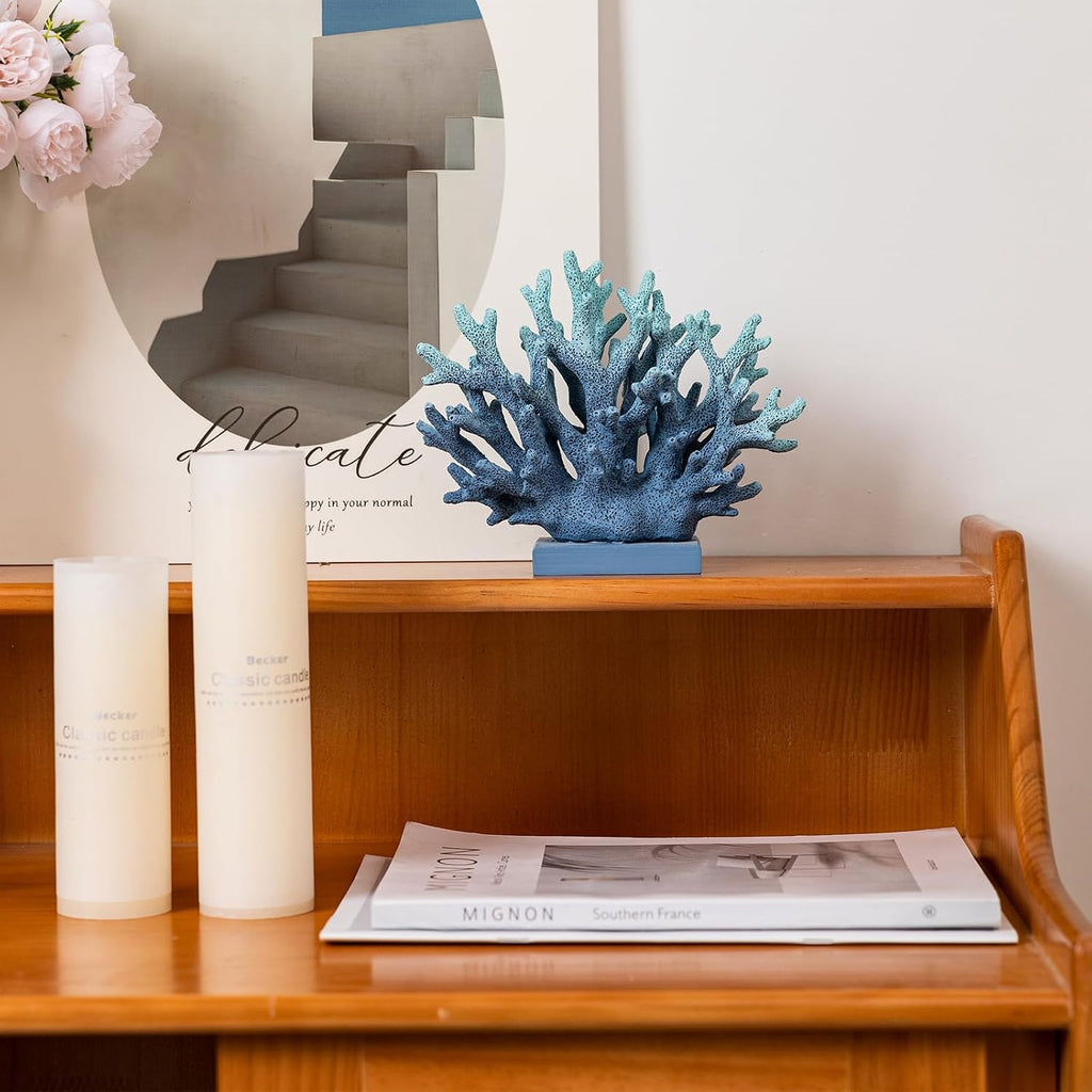 5.8" Blue Resin Coral Decor Statue