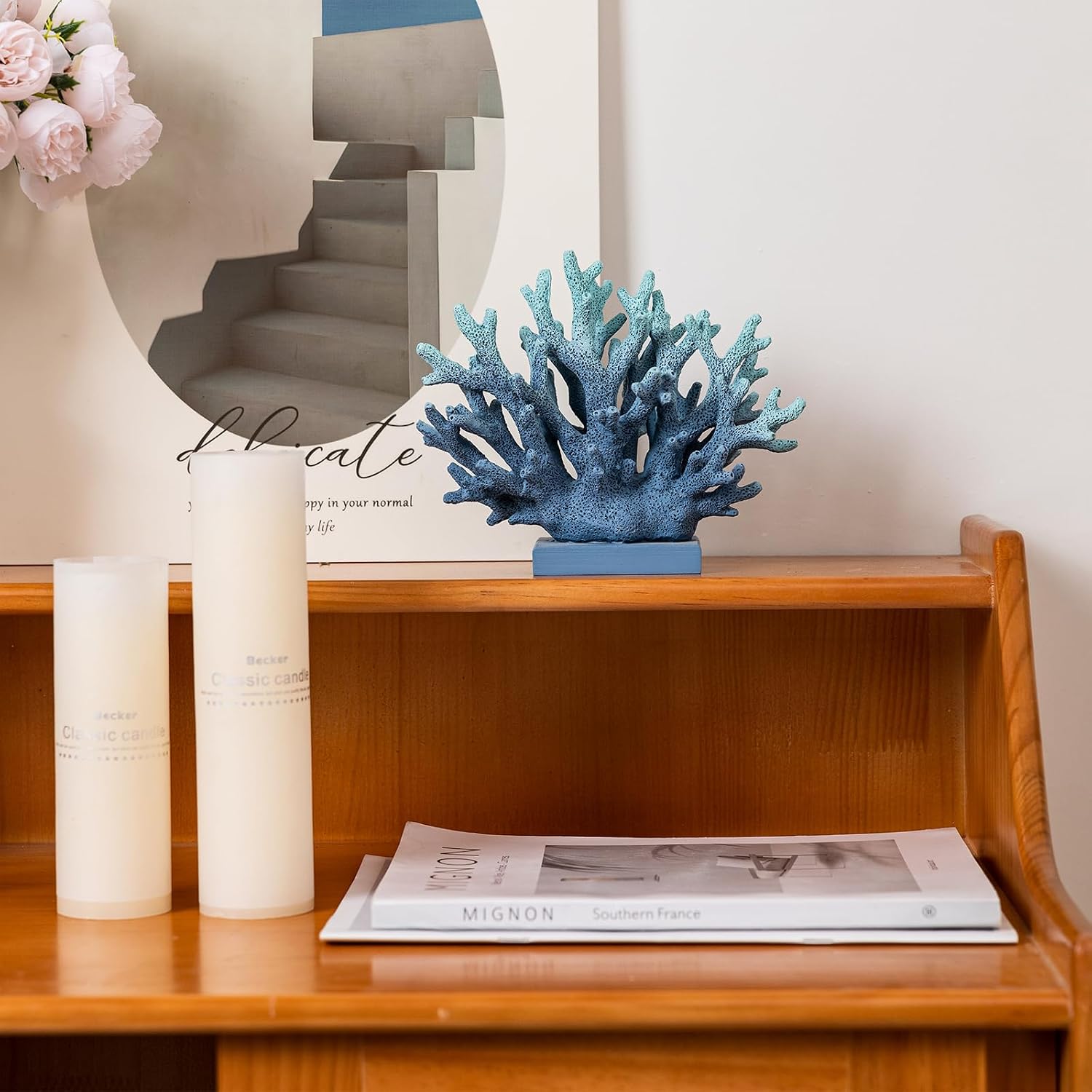 5.8" Blue Resin Coral Decor Statue