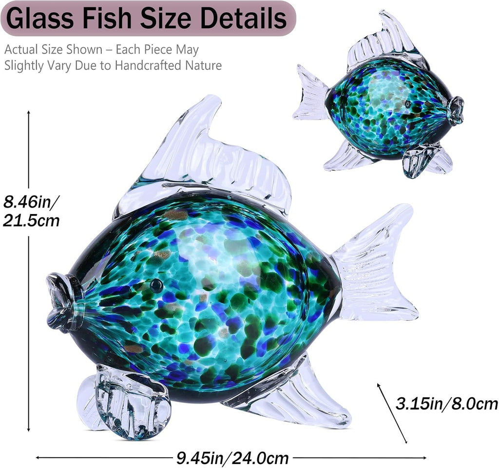 Hand Blown Glass Fish Coastal Decor Figurine