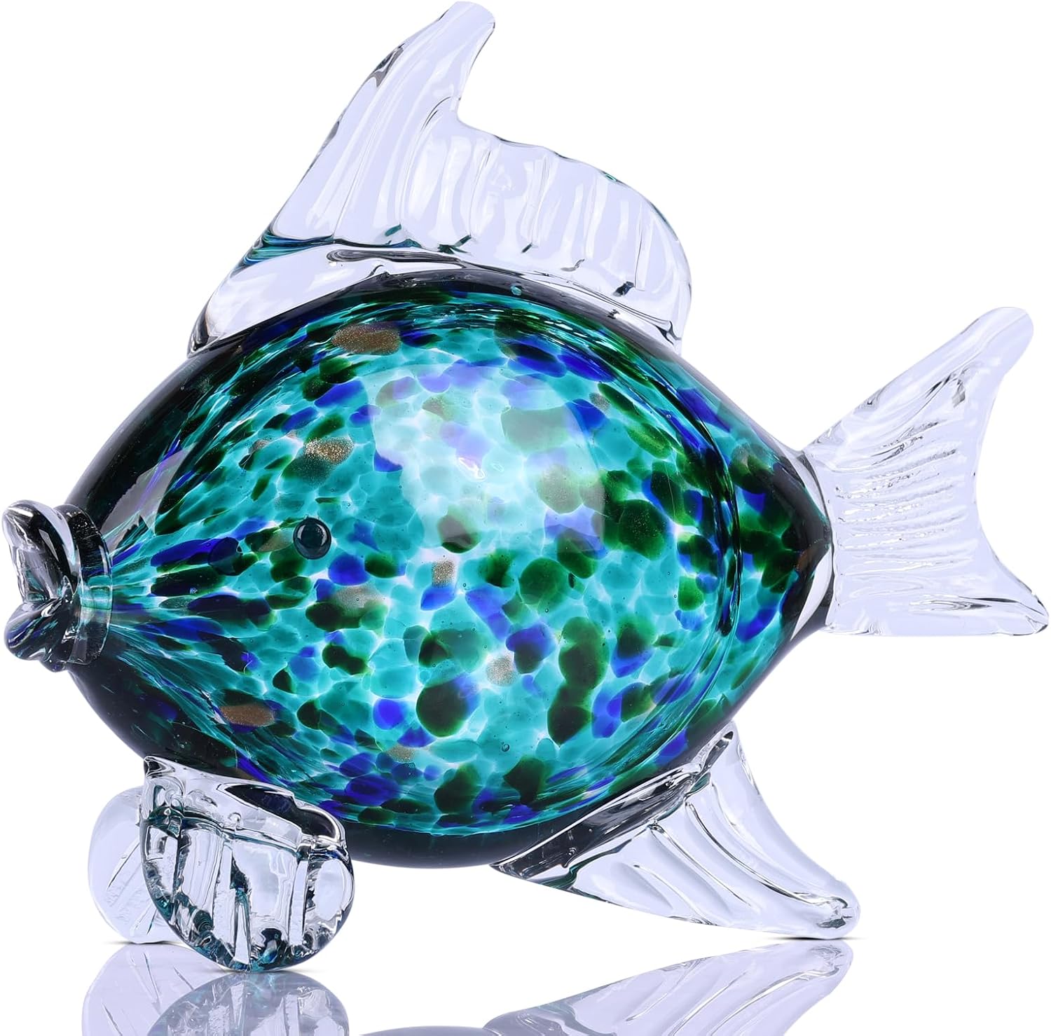 Hand Blown Glass Fish Coastal Decor Figurine