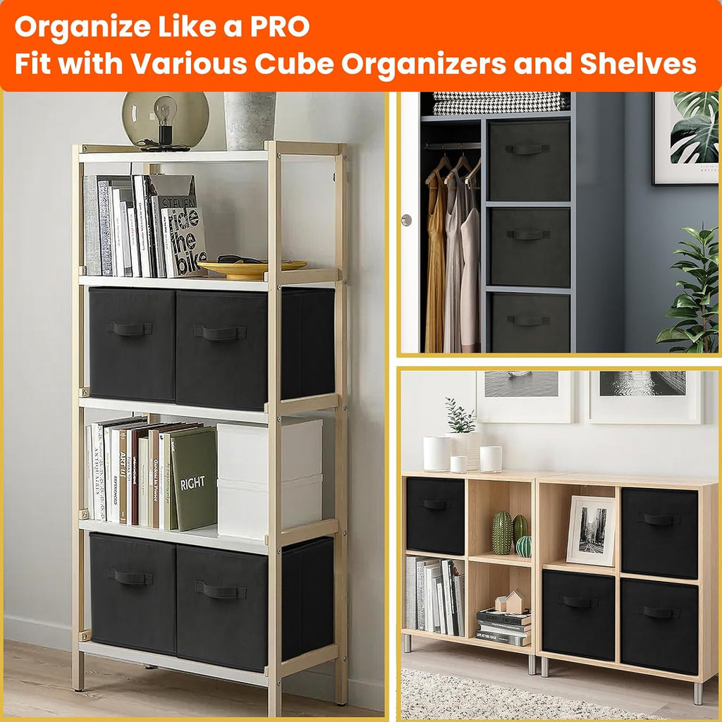 10 Black Fabric Storage Cubes