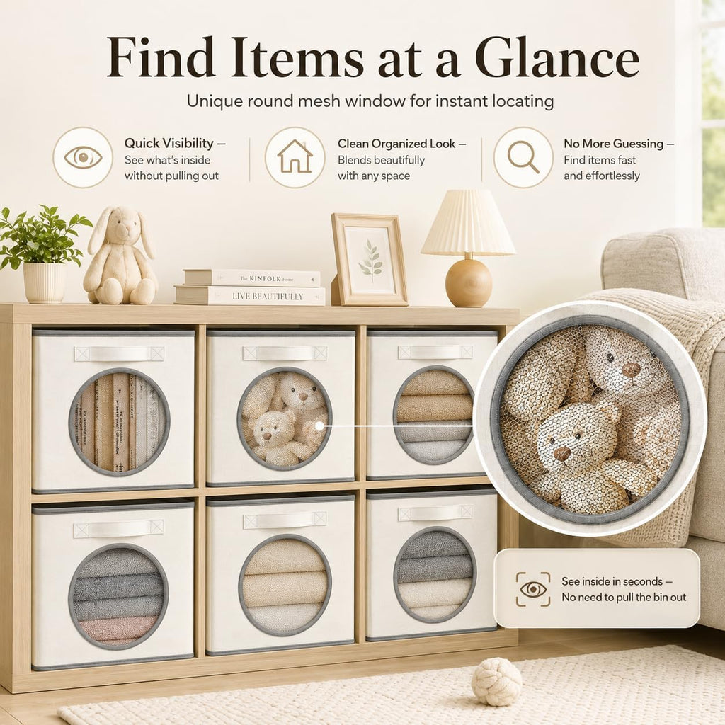 4 White Ivory Mesh Storage Cubes