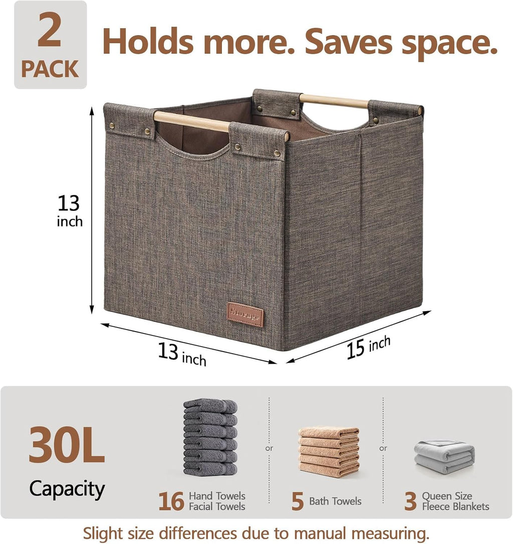 2 Brown Fabric Storage Cubes