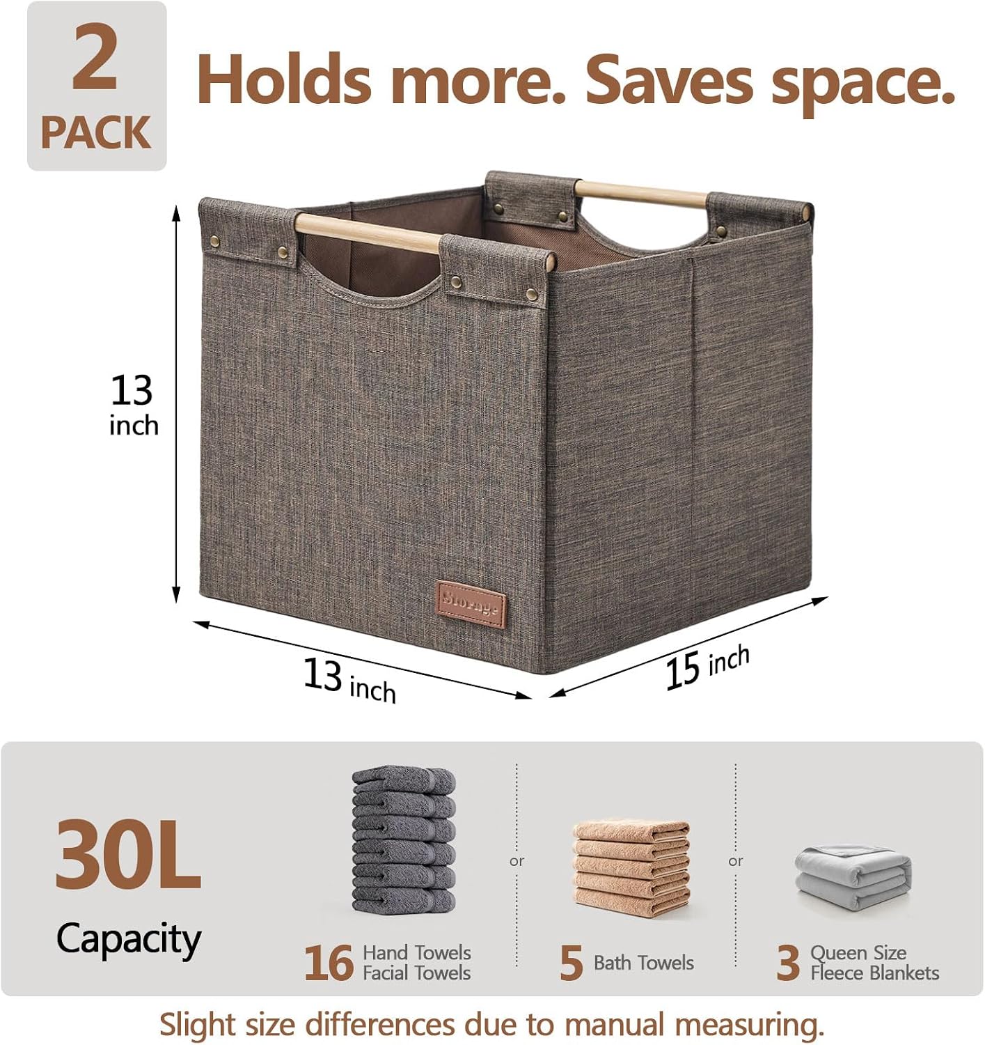 2 Brown Fabric Storage Cubes