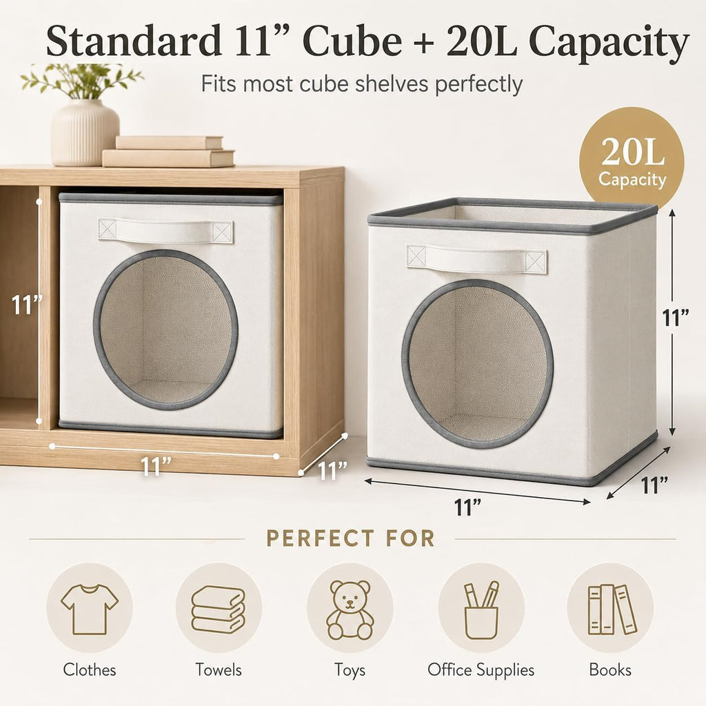 4 White Ivory Mesh Storage Cubes