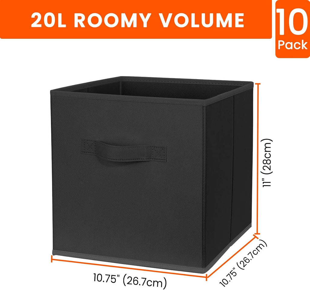 10 Black Fabric Storage Cubes