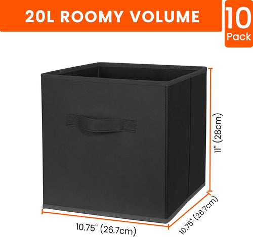 10 Black Fabric Storage Cubes
