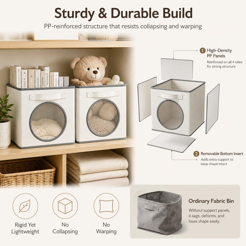 4 White Ivory Mesh Storage Cubes