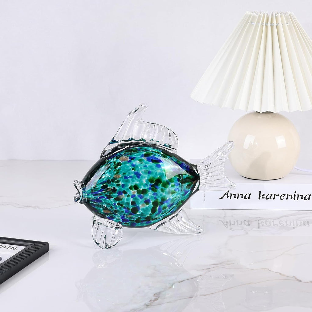 Hand Blown Glass Fish Coastal Decor Figurine