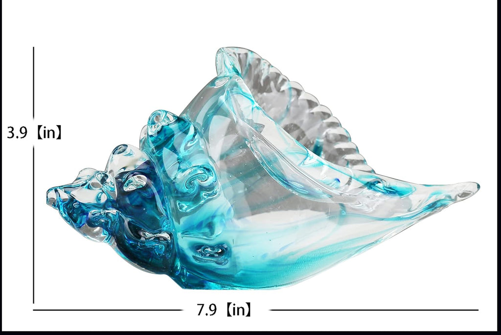 Green Hand Blown Glass Conch Decor