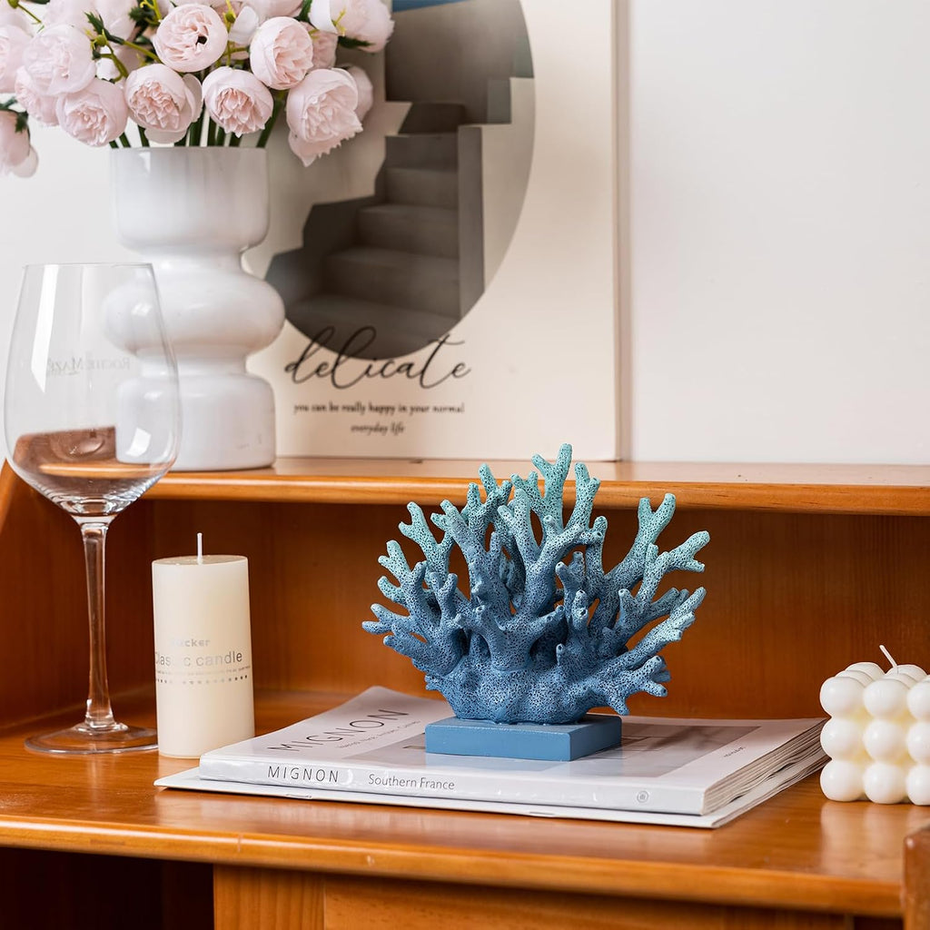 5.8" Blue Resin Coral Decor Statue