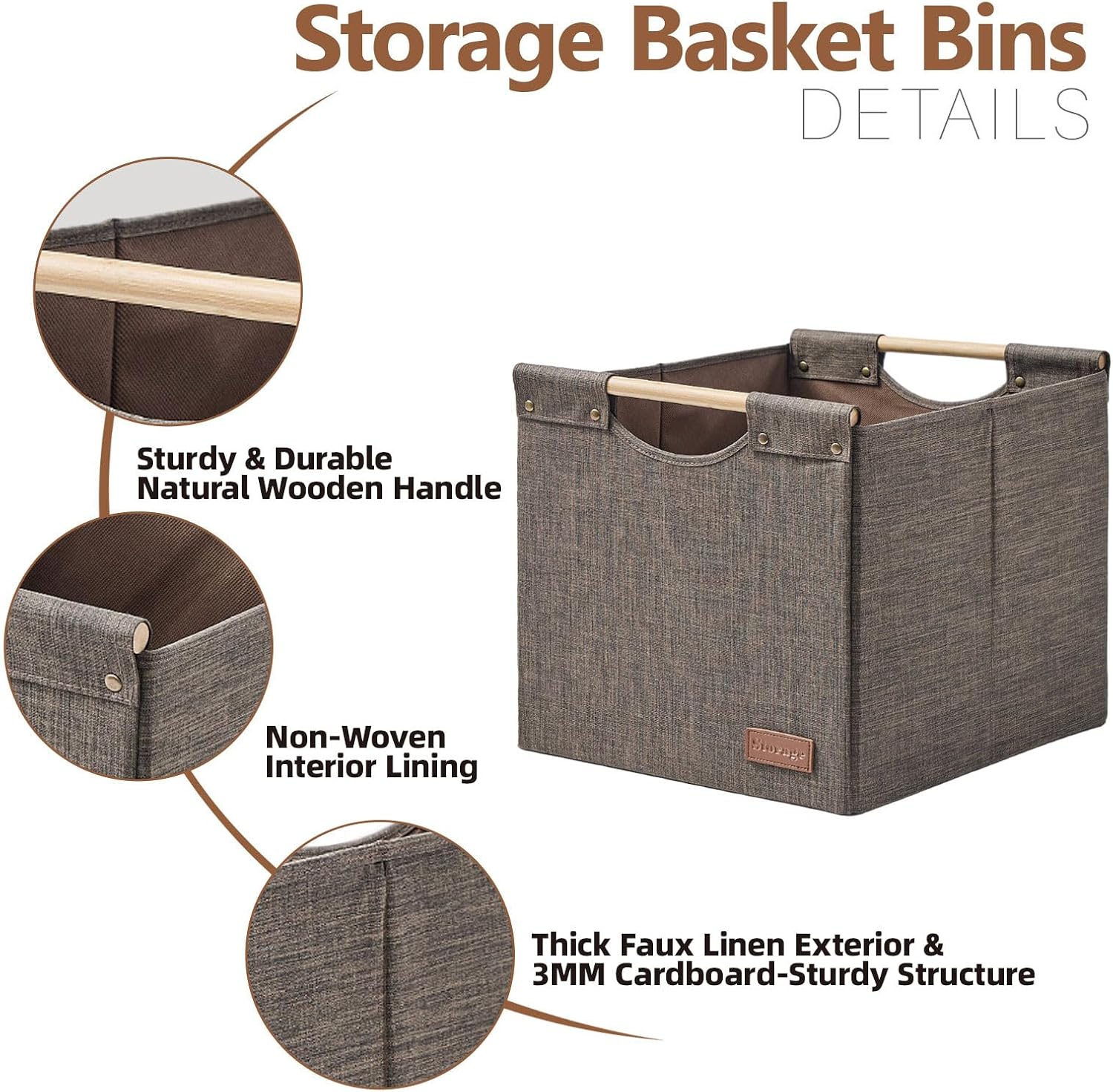 2 Brown Fabric Storage Cubes