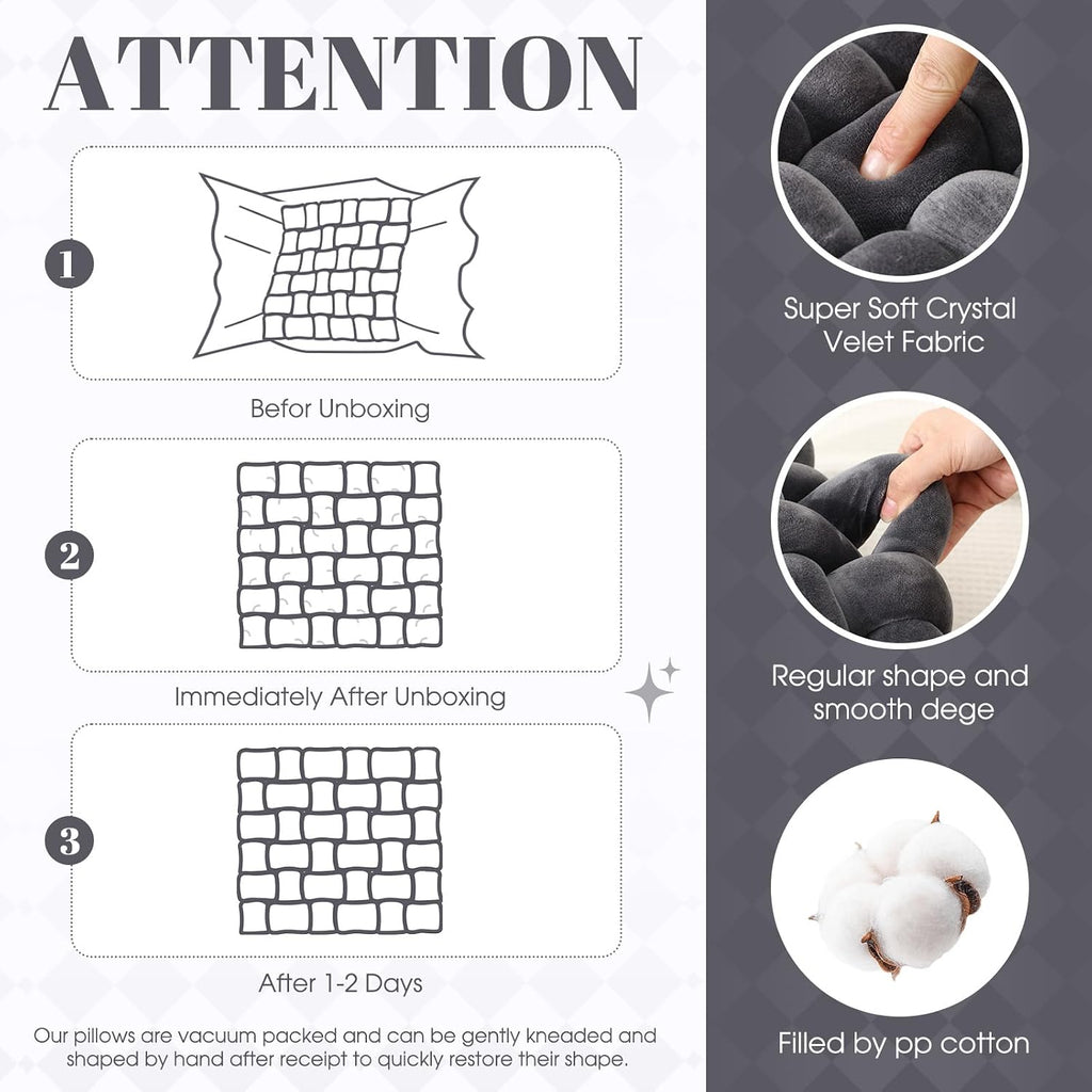 Dark Gray Velvet Knot Pillows 2 Pack