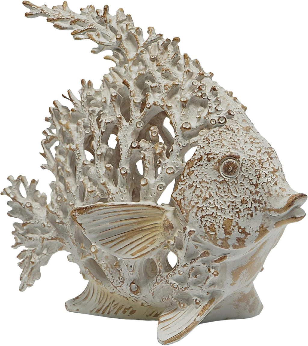 White Coral Reef Angelfish Coastal Resin Figurine