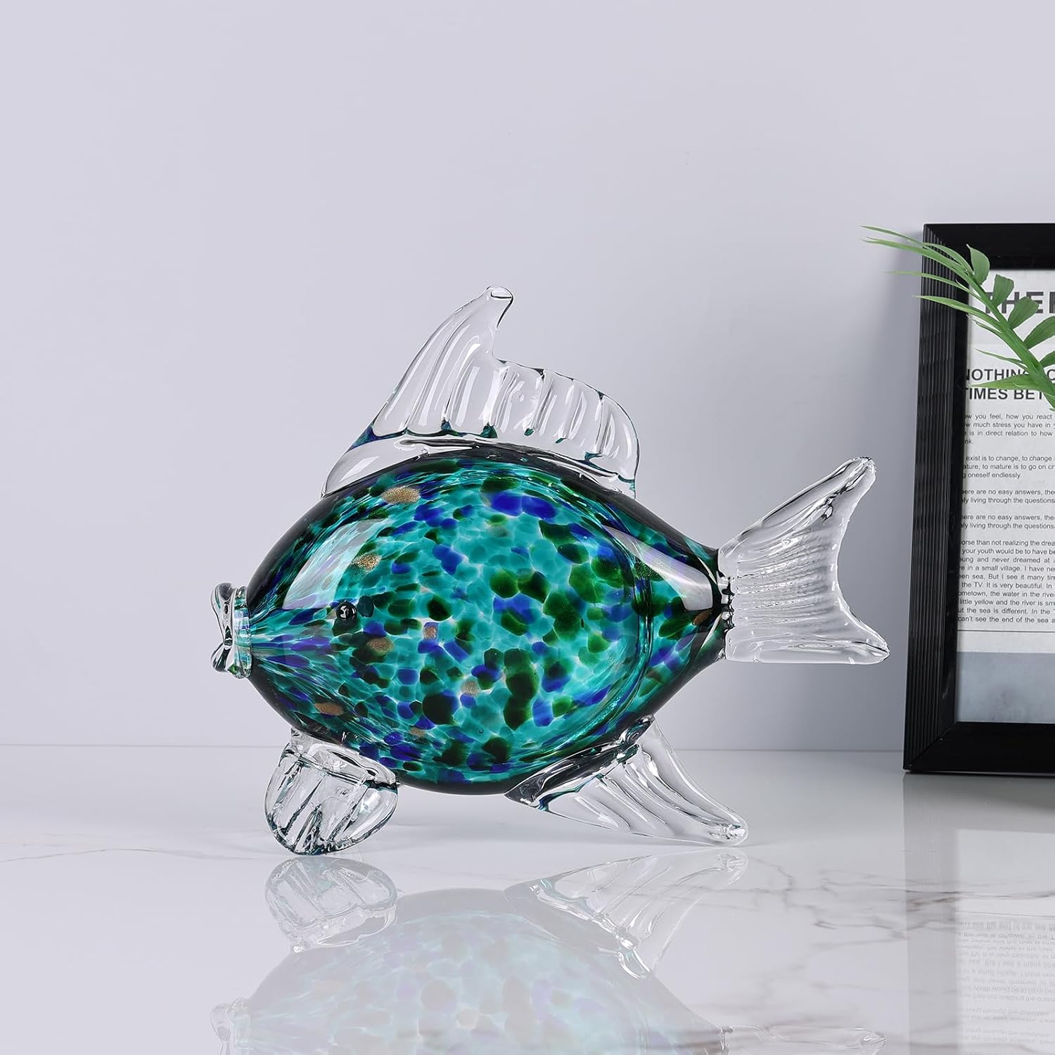 Hand Blown Glass Fish Coastal Decor Figurine