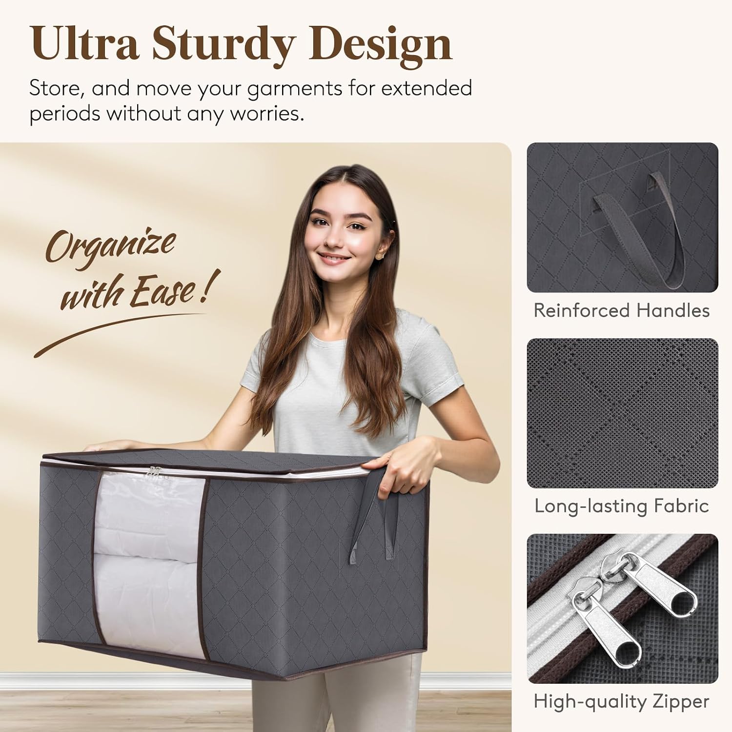 6 Zippered Lidded Storage Bins