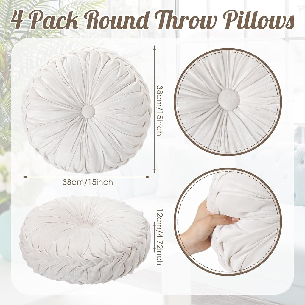 Ivory Velvet Pumpkin Pillows 4 Pack