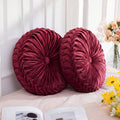 Wine Red Pleated Velvet Pumpkin Pillows 2 Pack