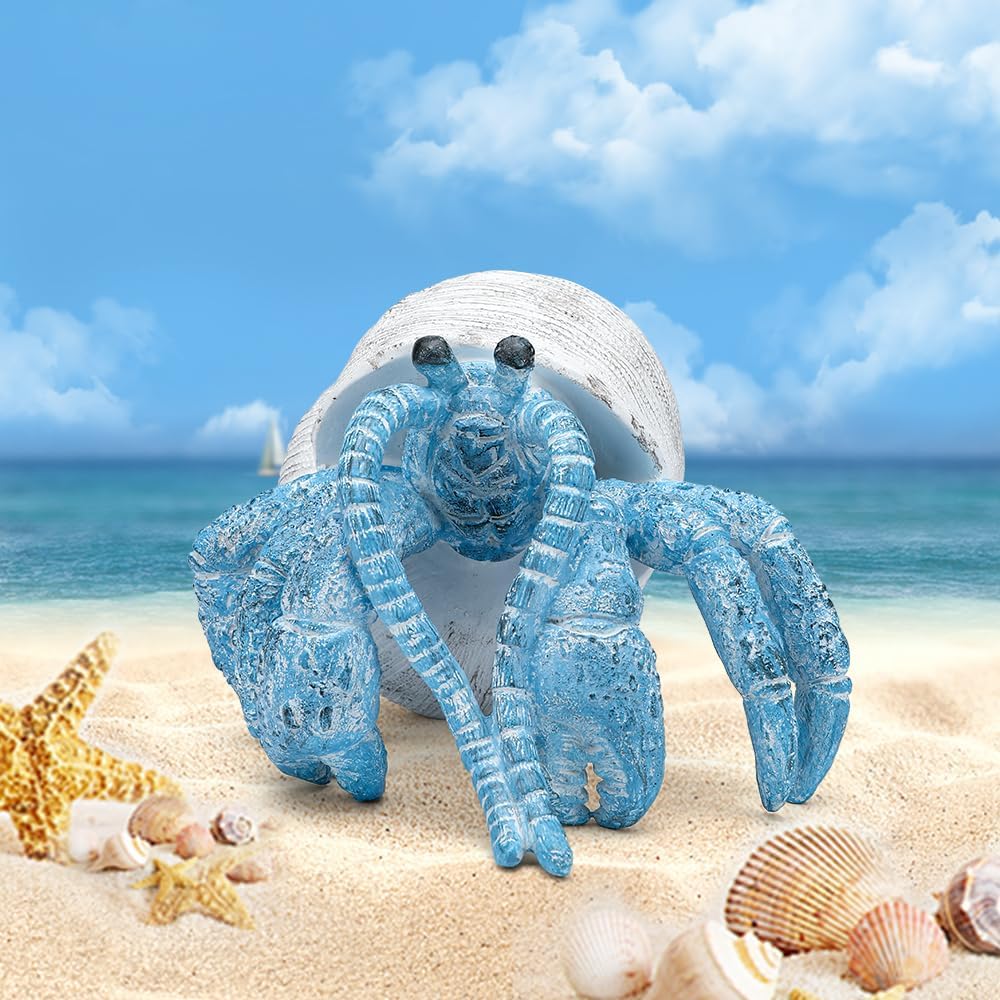 Blue Hermit Crab Coral Reef Resin Coastal Figurine