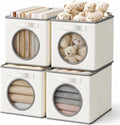 4 White Ivory Mesh Storage Cubes