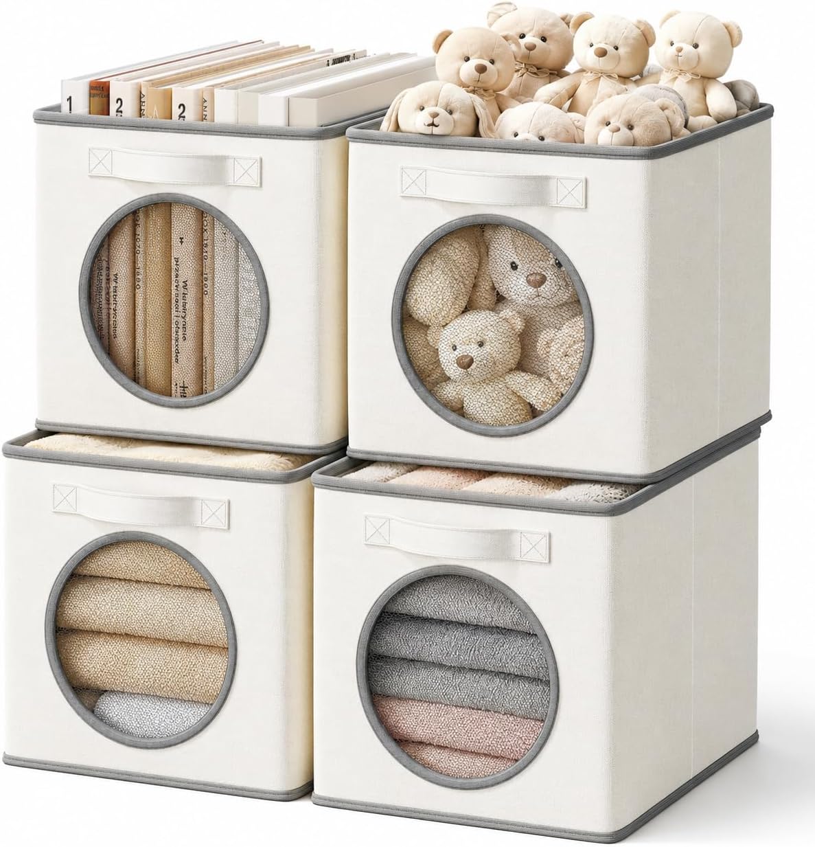4 White Ivory Mesh Storage Cubes
