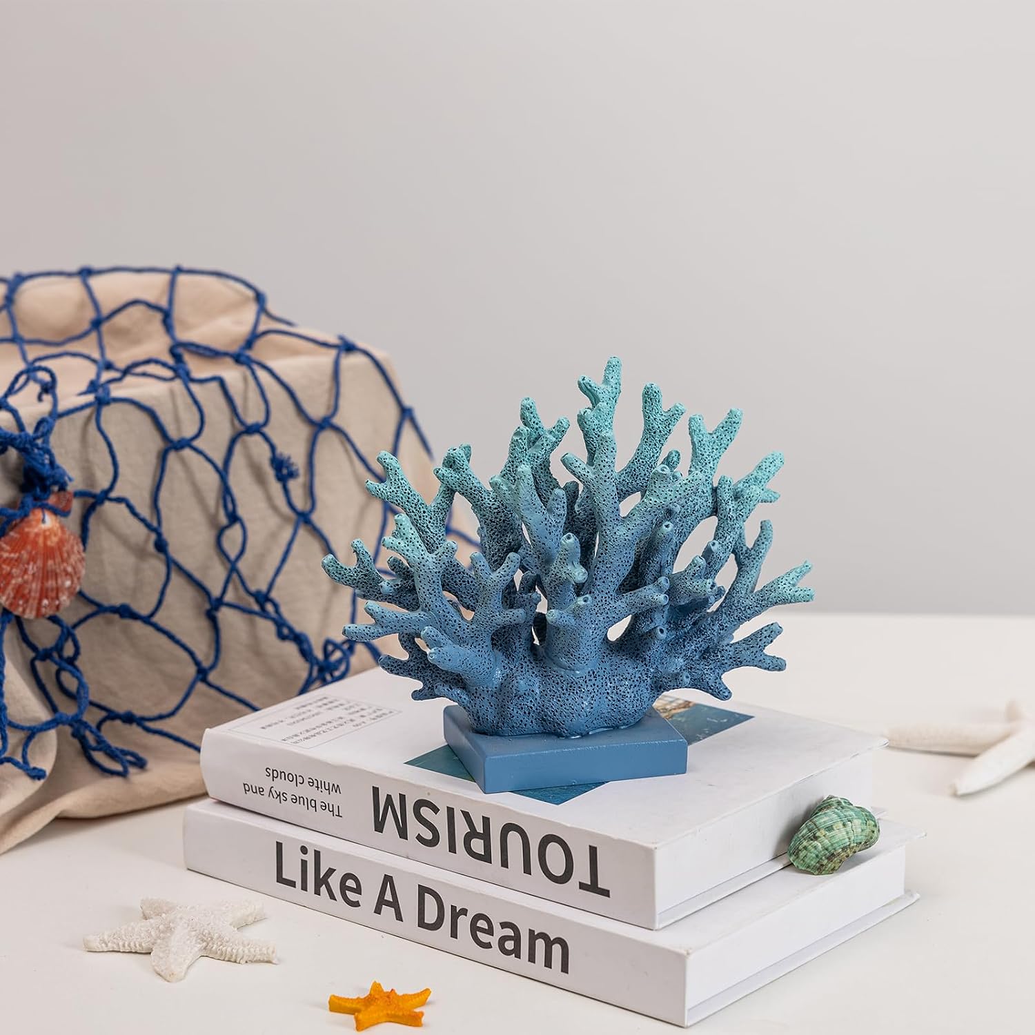 5.8" Blue Resin Coral Decor Statue