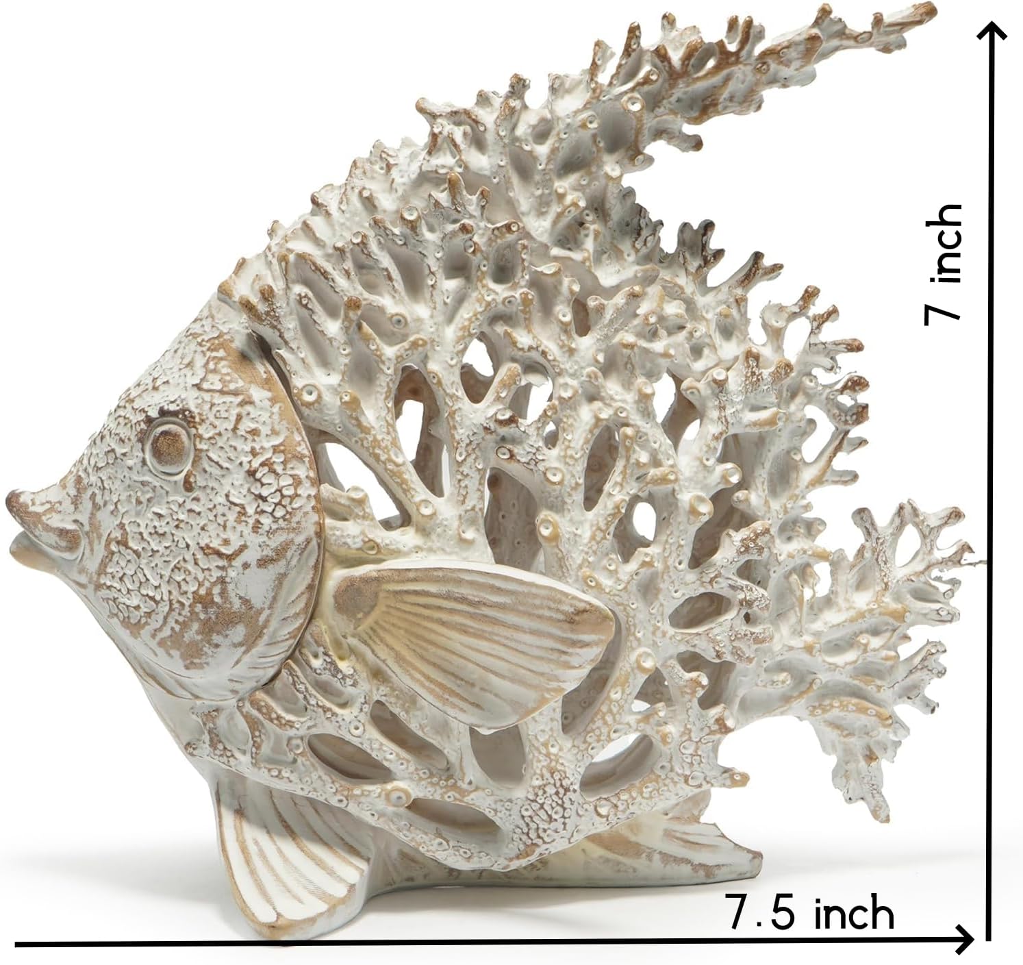 White Coral Reef Angelfish Coastal Resin Figurine