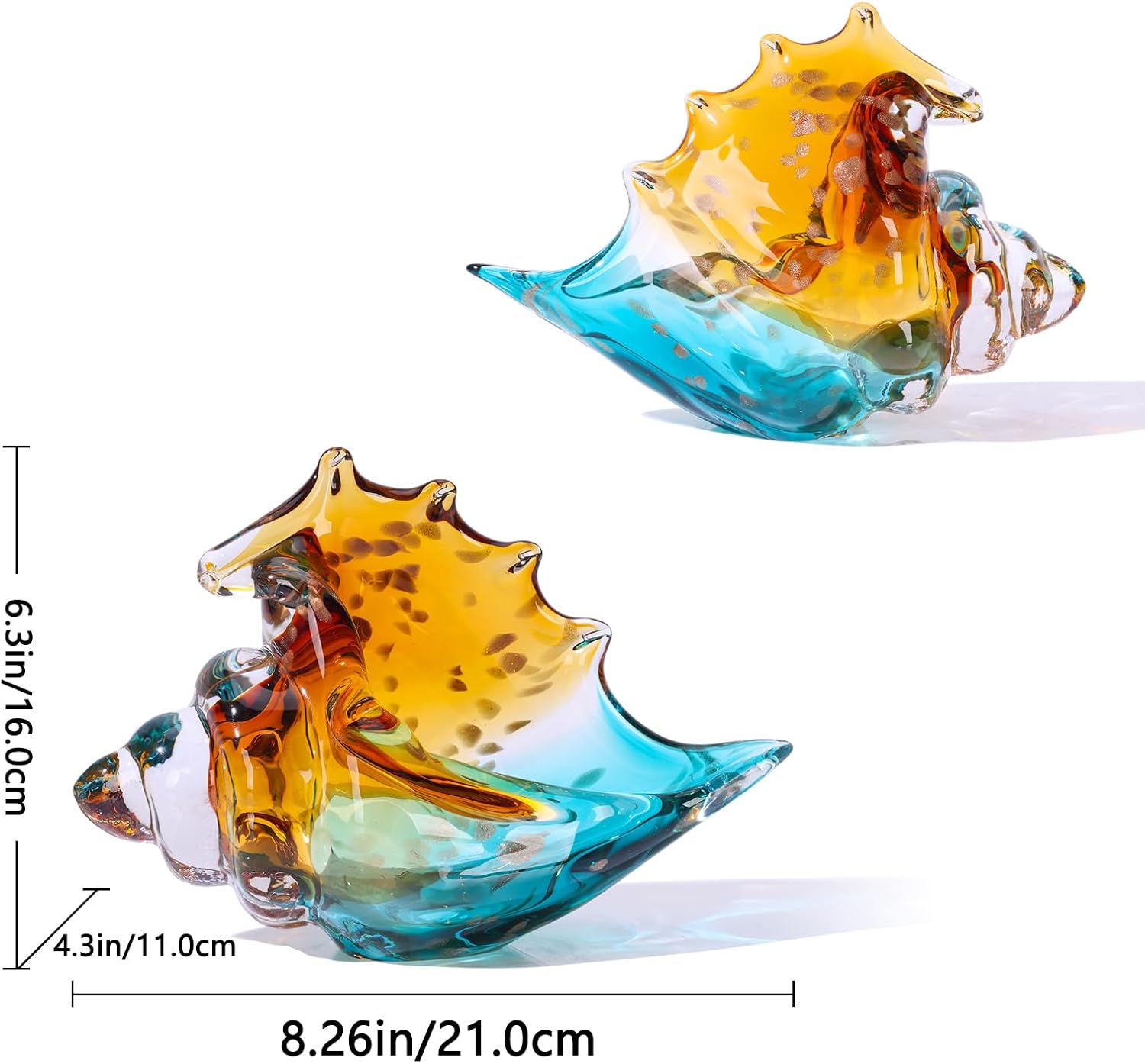 Hand Blown Green Sea Glass Conch Shell Coastal Figurine