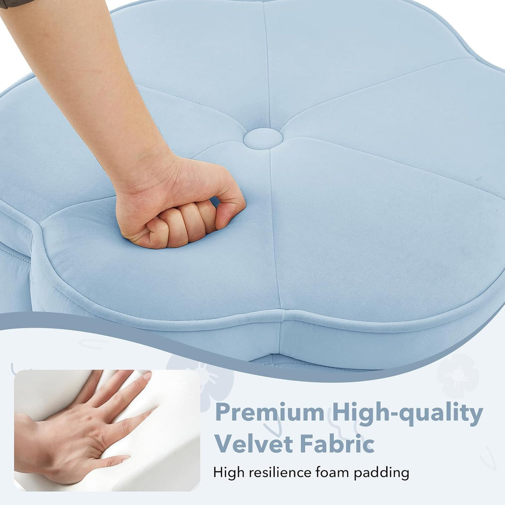 2 Pack Seaglass Velvet Flower Storage Ottomans