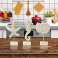 3 Wooden Coastal Marine Figurines