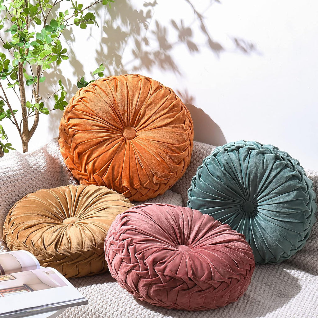 Multicolor Velvet Pumpkin Pillows 4 Pack