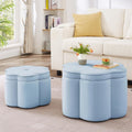 2 Pack Seaglass Velvet Flower Storage Ottomans