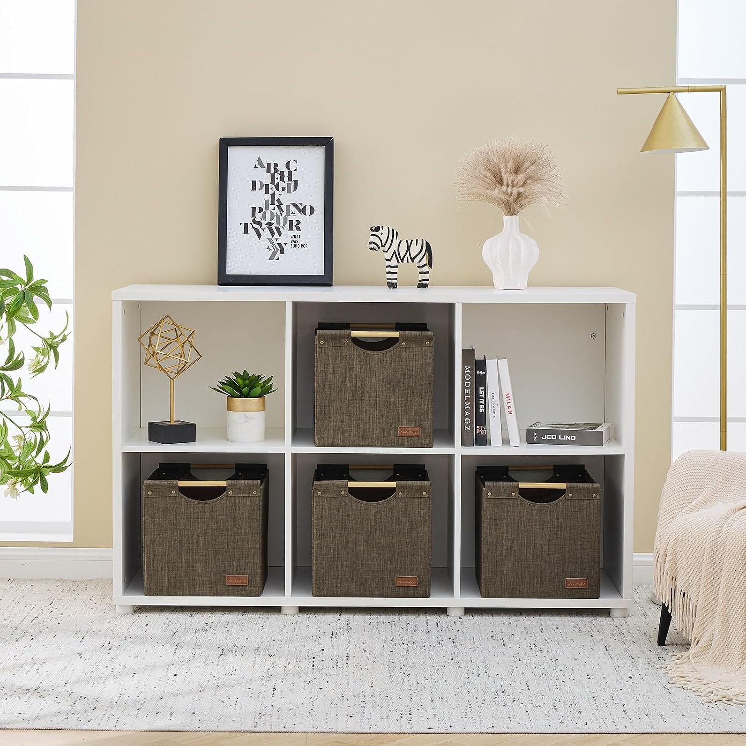 2 Brown Fabric Storage Cubes