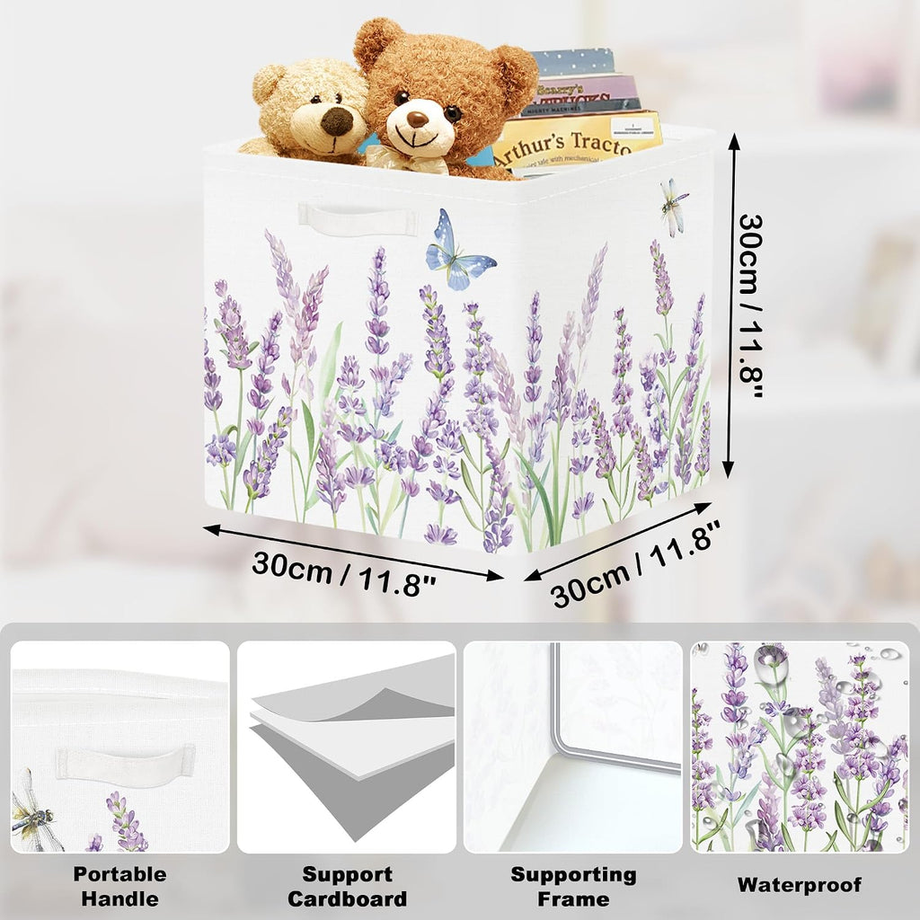 3 Lavender Floral Storage Cubes