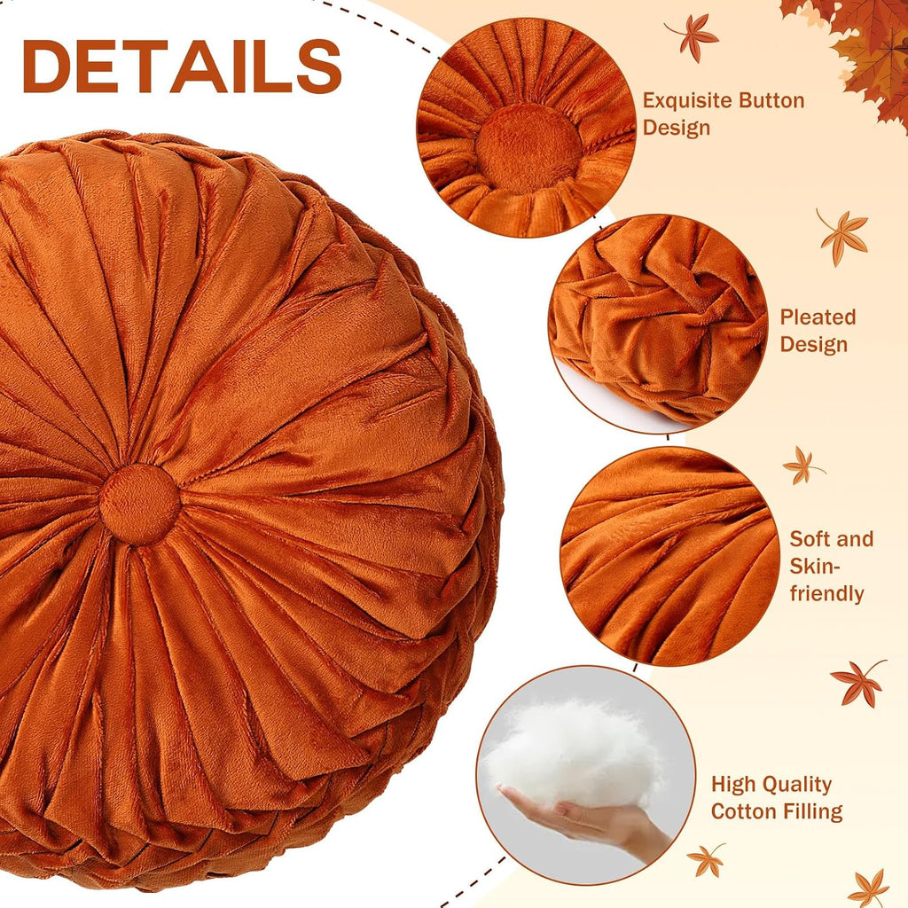 Orange Velvet Pumpkin Pillows 3 Pack