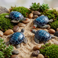 4 Blue Sea Turtle Decor Statues