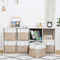 6 White Beige Fabric Storage Bins