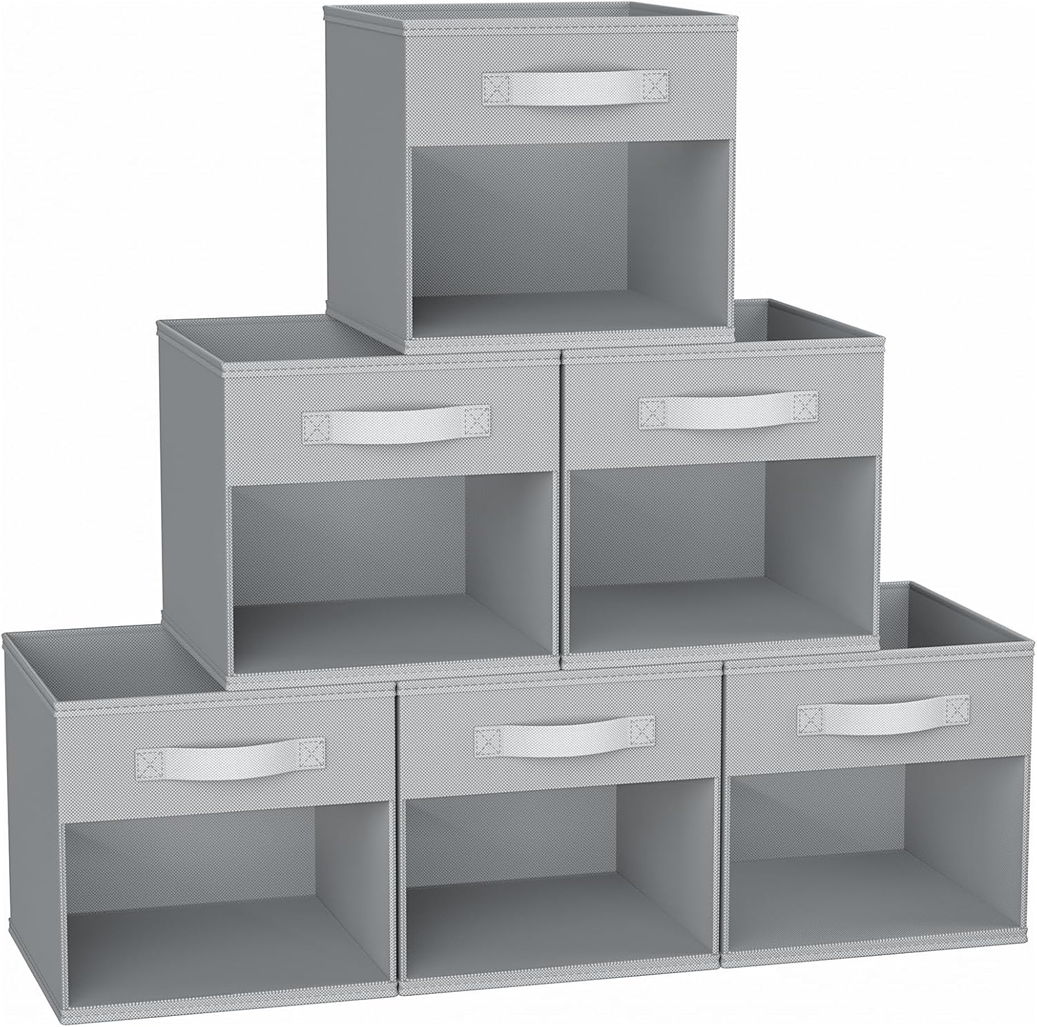 6 Grey Window Fabric Storage Cubes