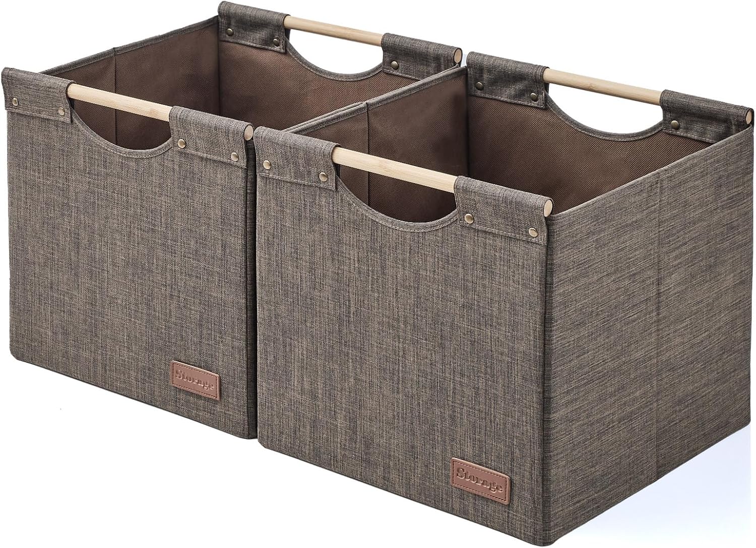 2 Brown Fabric Storage Cubes