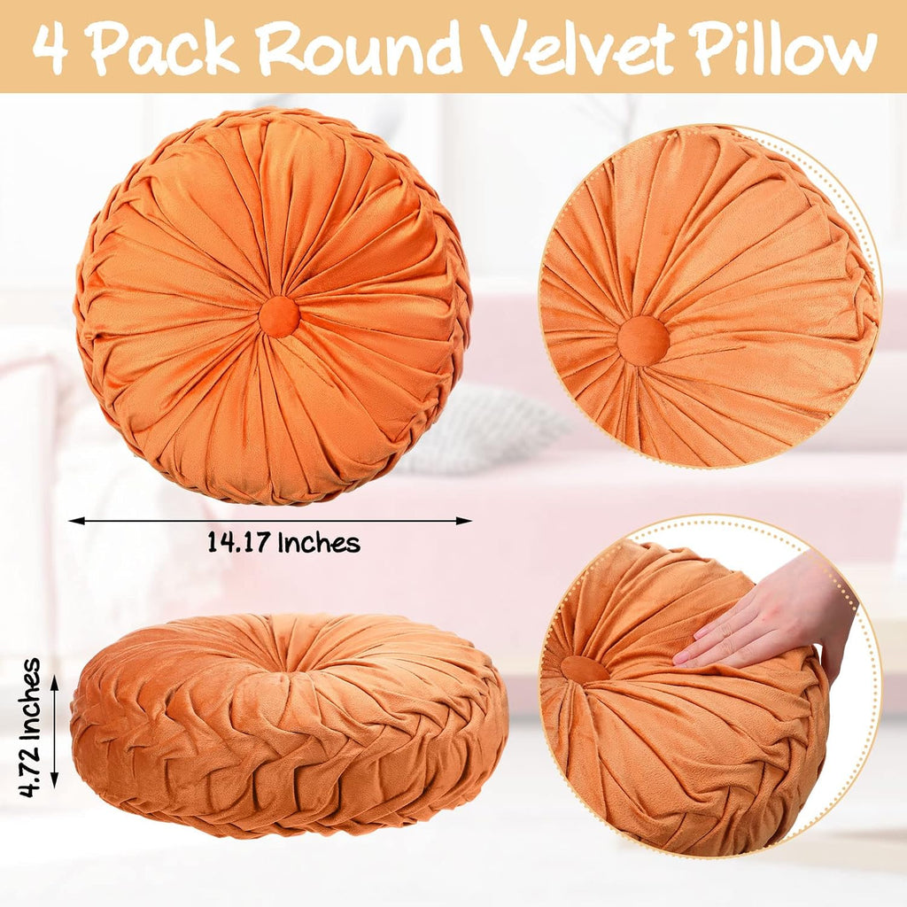 Multicolor Velvet Pumpkin Pillows 4 Pack