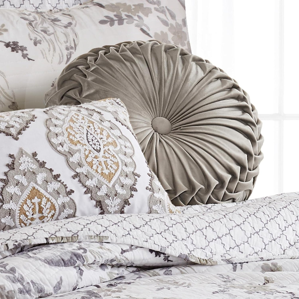 Taupe Velvet 16in Round Decor Pillow